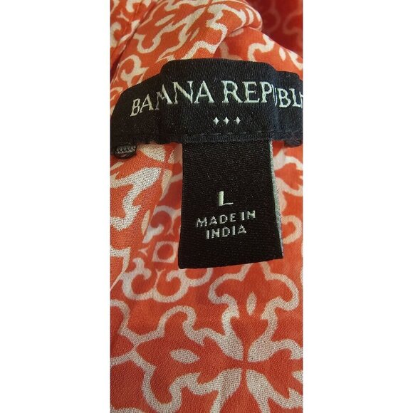 Banana Republic Size L Orange & White Keyhole Floral Halter Blouse - Picture 4 of 7
